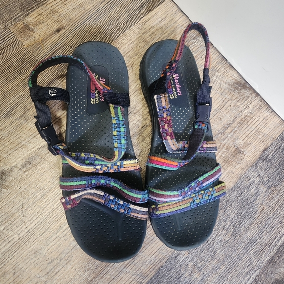 Skechers Womens Reggae Sew Me Boho Woven Strappy Slingback Women's Size 11 - Picture 2 of 9